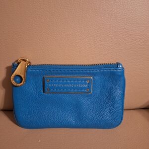 Marc by Marc Jacobs Small Blue Leather Zip Pouch